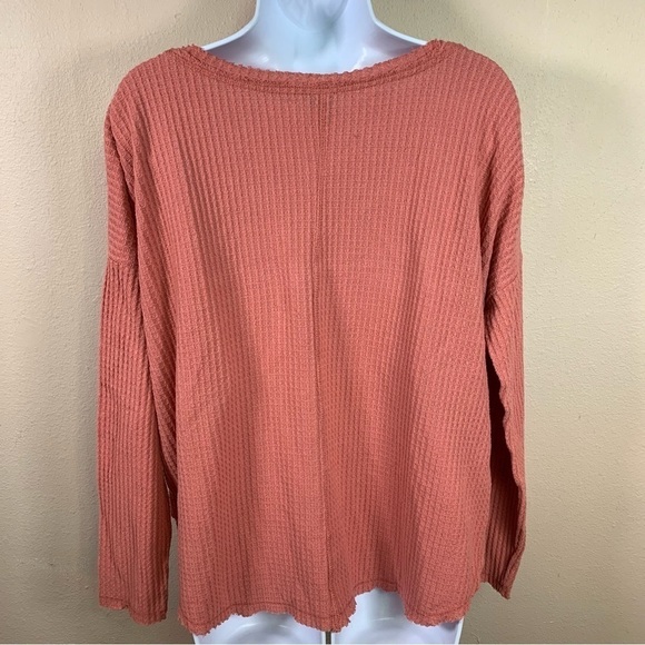 Small Mauve Pink Waffle Knit Long Sleeve Top Wild Fable V Neck Long Sleeve Top - Picture 5 of 7